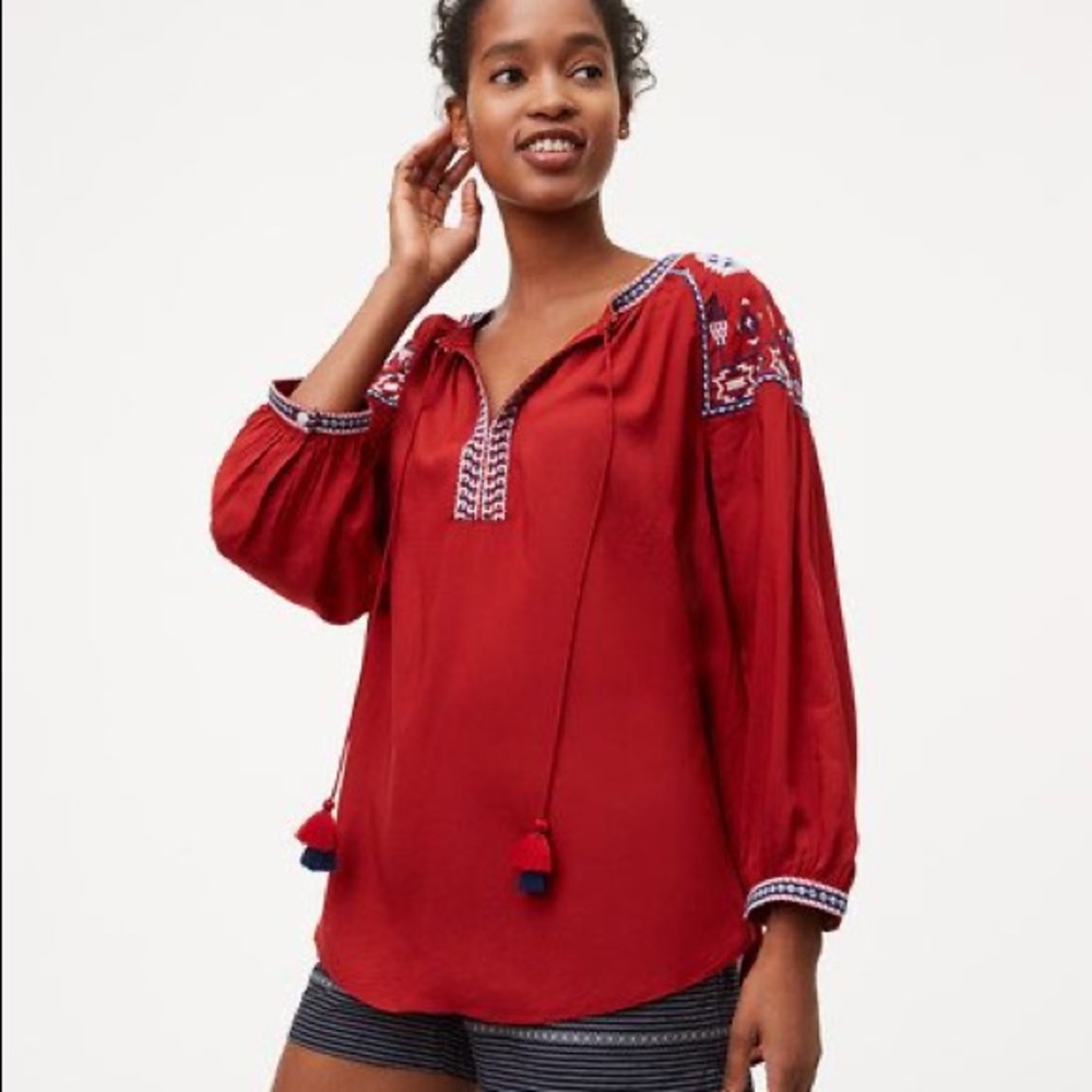 Loft red blouse